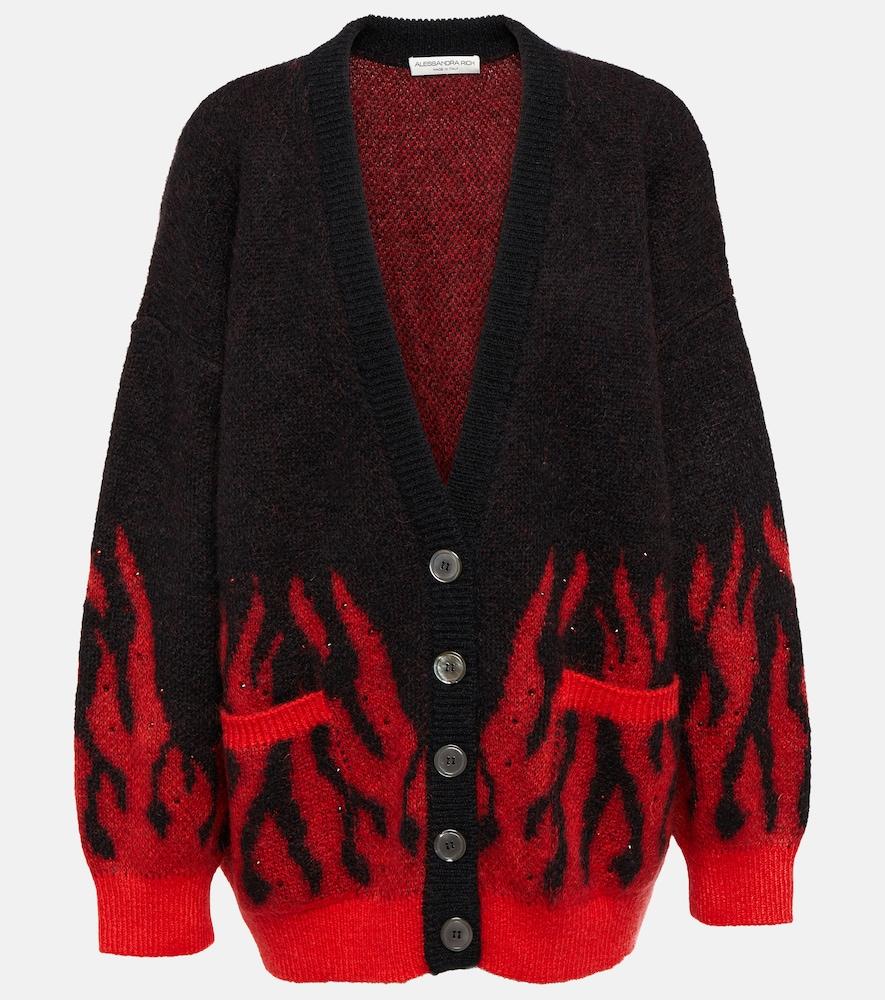 alessandra rich embellished mohair-blend jacquard cardigan