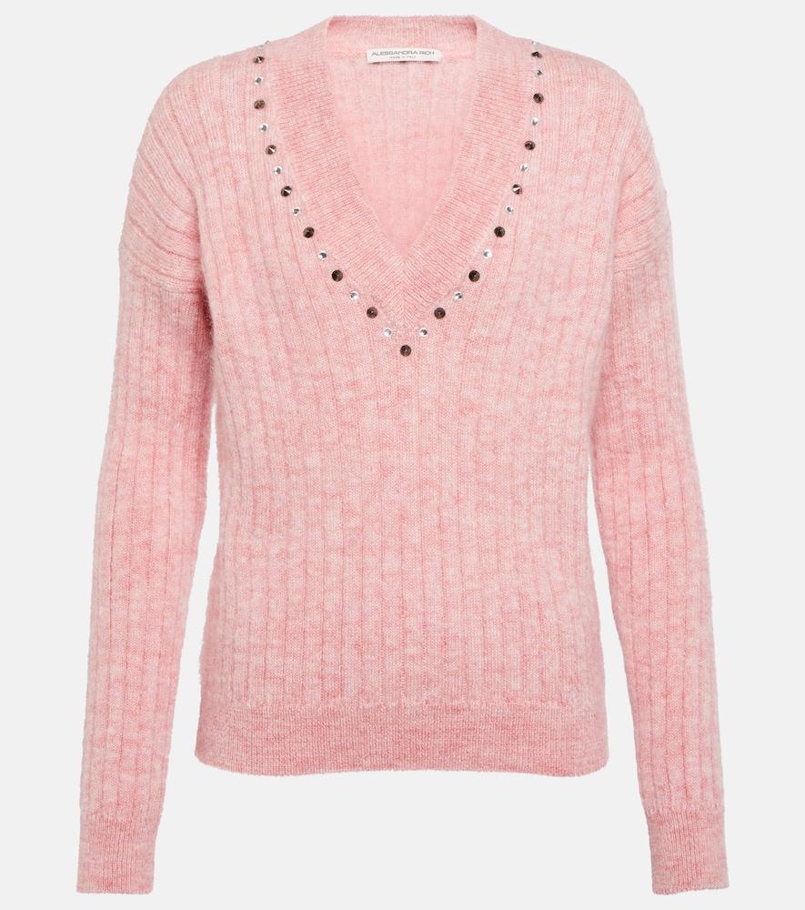 alessandra rich embellished wool-blend sweater
