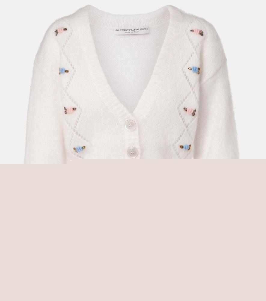 alessandra rich embroidered mohair-blend cardigan