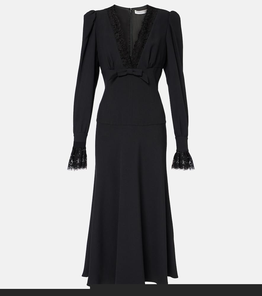 alessandra rich envers lace-trimmed satin midi dress