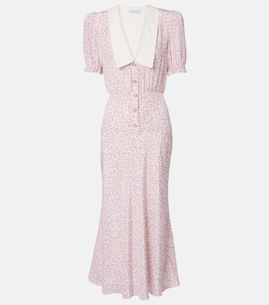 alessandra rich flower silk midi dress