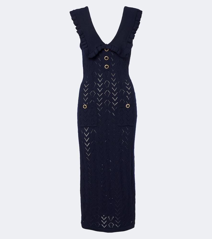 alessandra rich knitted virgin wool midi dress