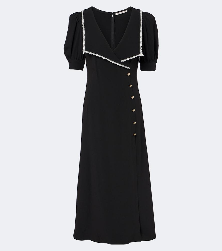 alessandra rich lace-trimmed cady midi dress