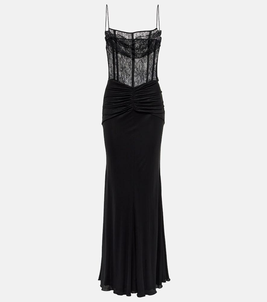 alessandra rich laminated jersey maxi dress