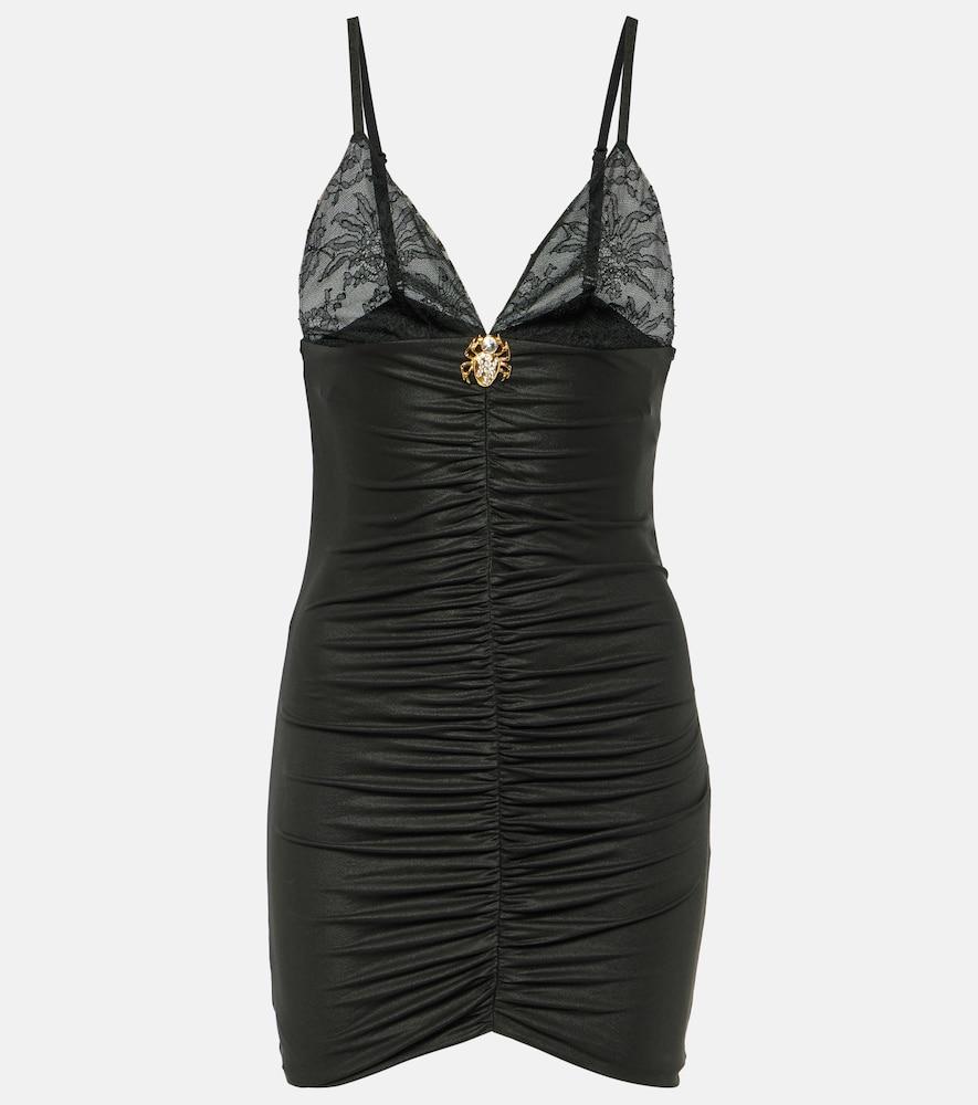 alessandra rich laminated jersey minidress