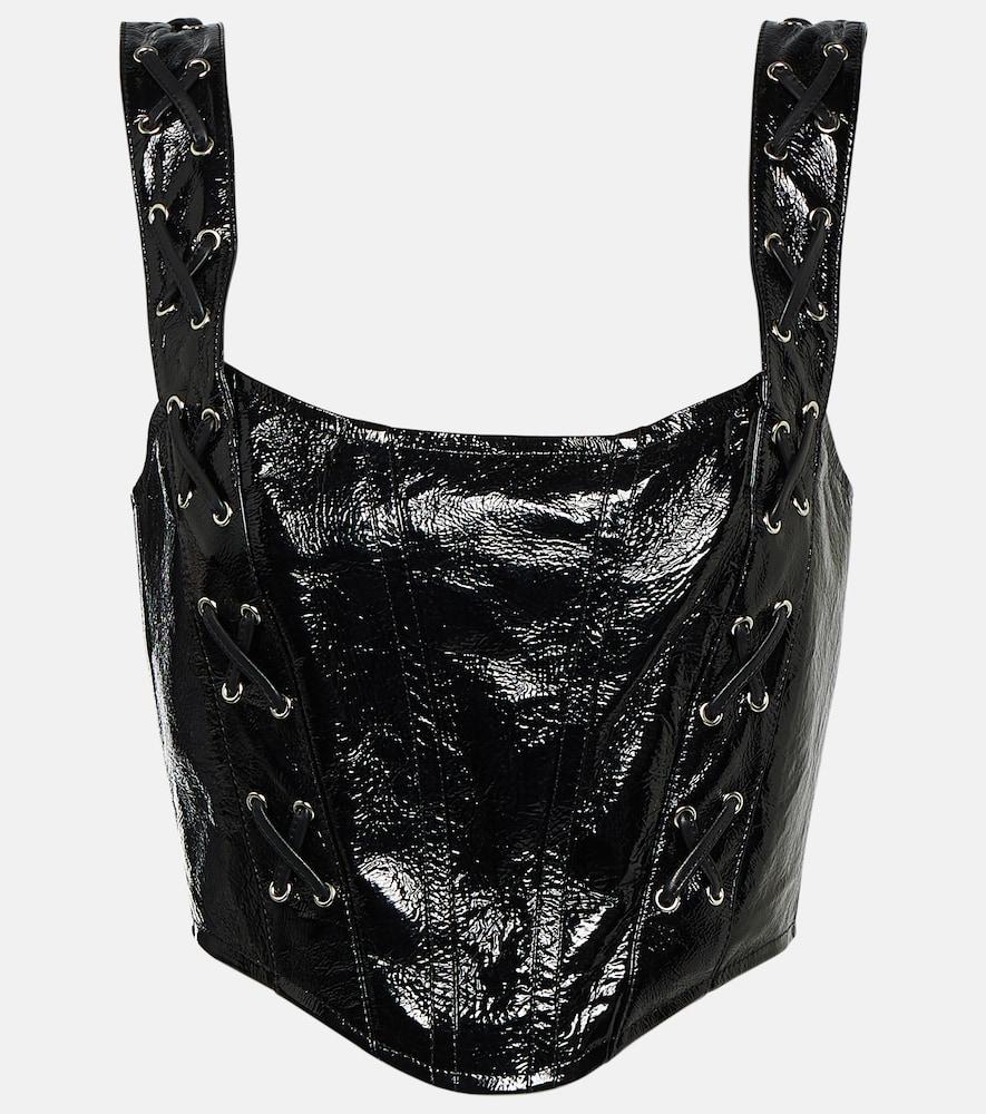 alessandra rich leather lace-up bustier top
