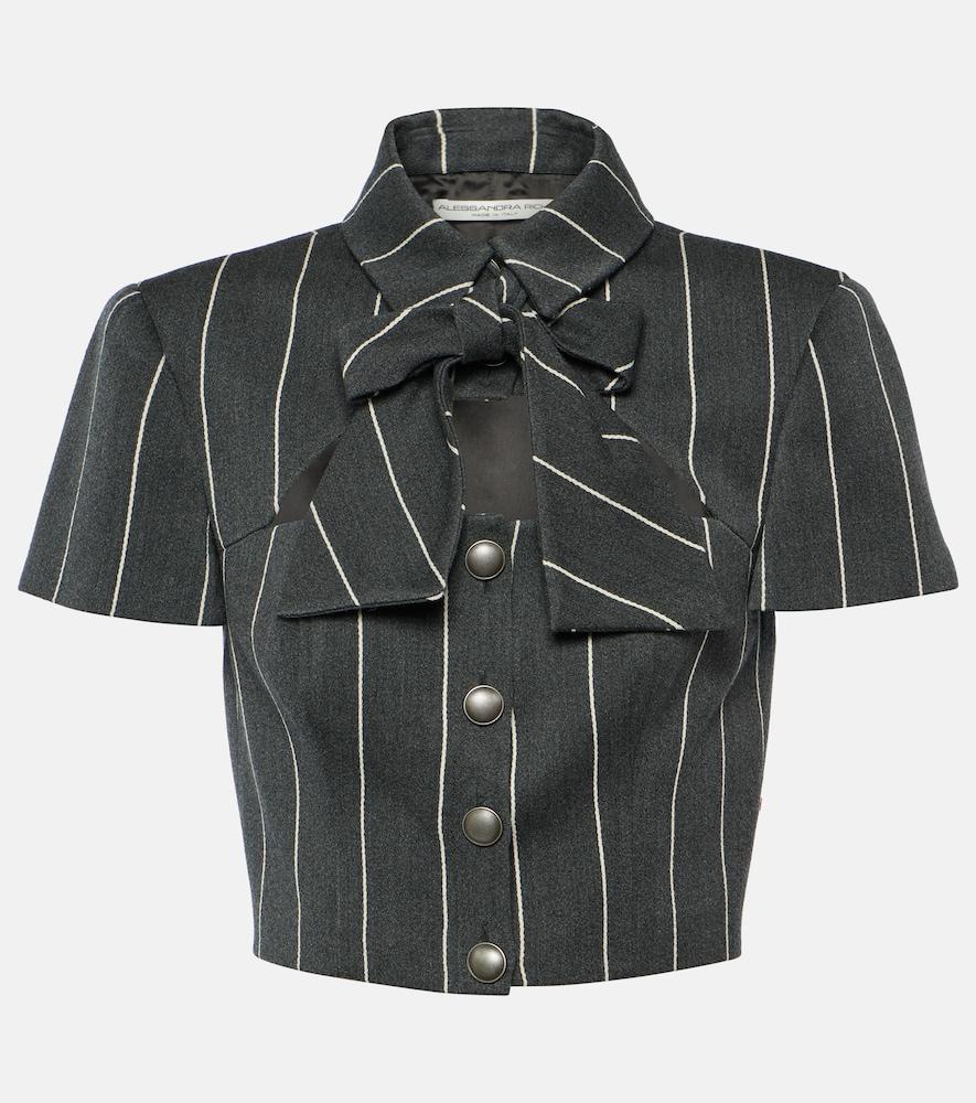 alessandra rich pinstripe cropped wool-blend jacket