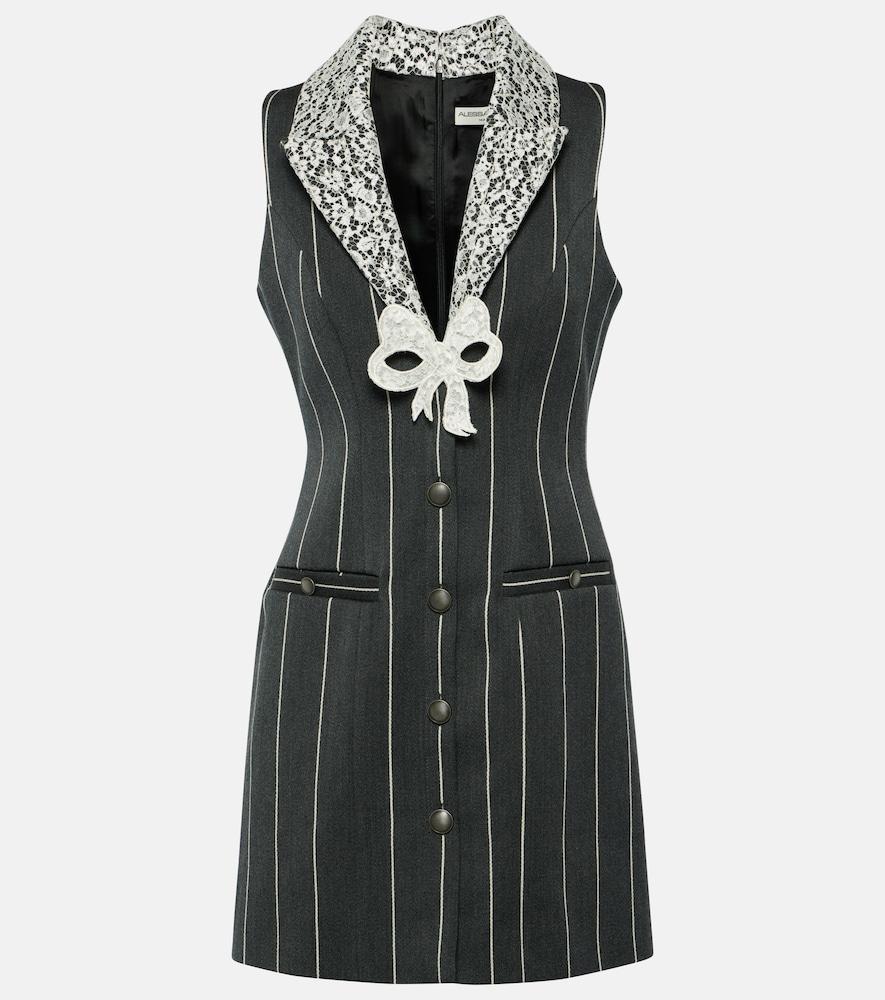 alessandra rich pinstripe wool-blend minidress