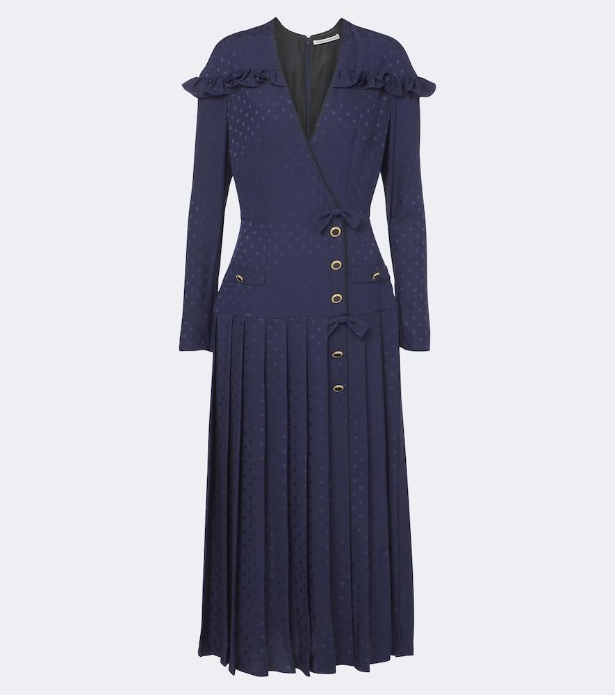 alessandra rich pleated silk jacquard midi dress