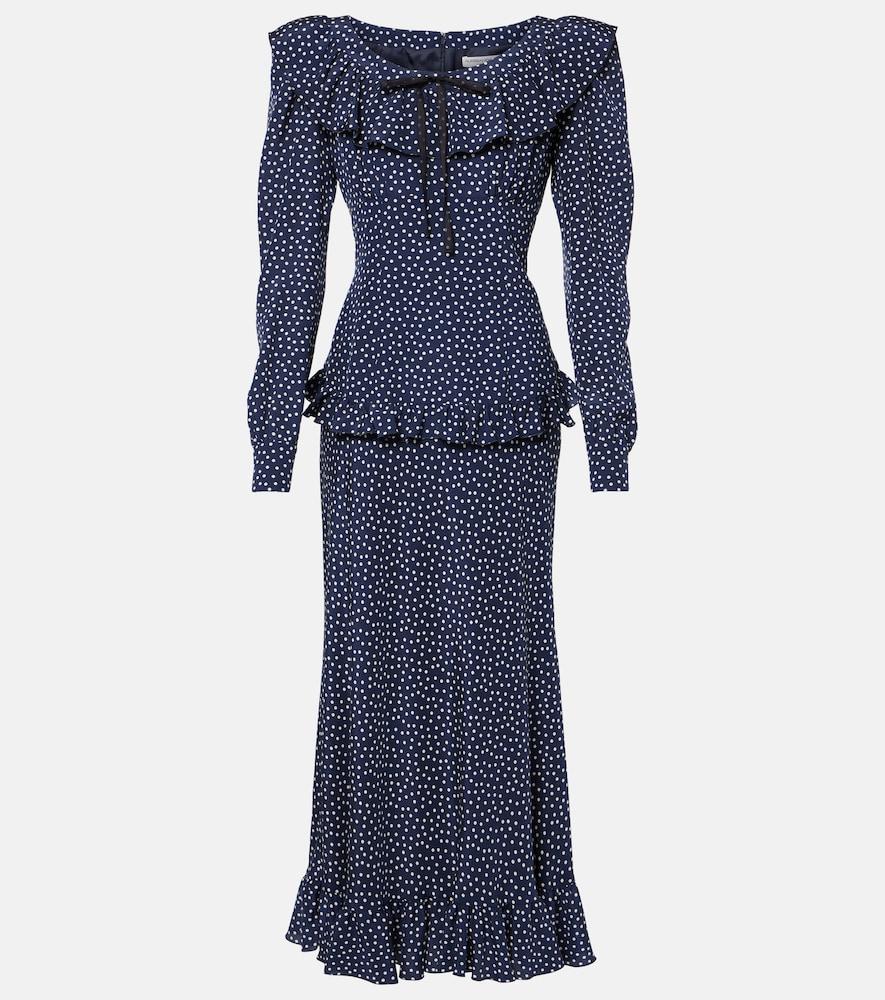 alessandra rich polka-dot printed silk maxi dress