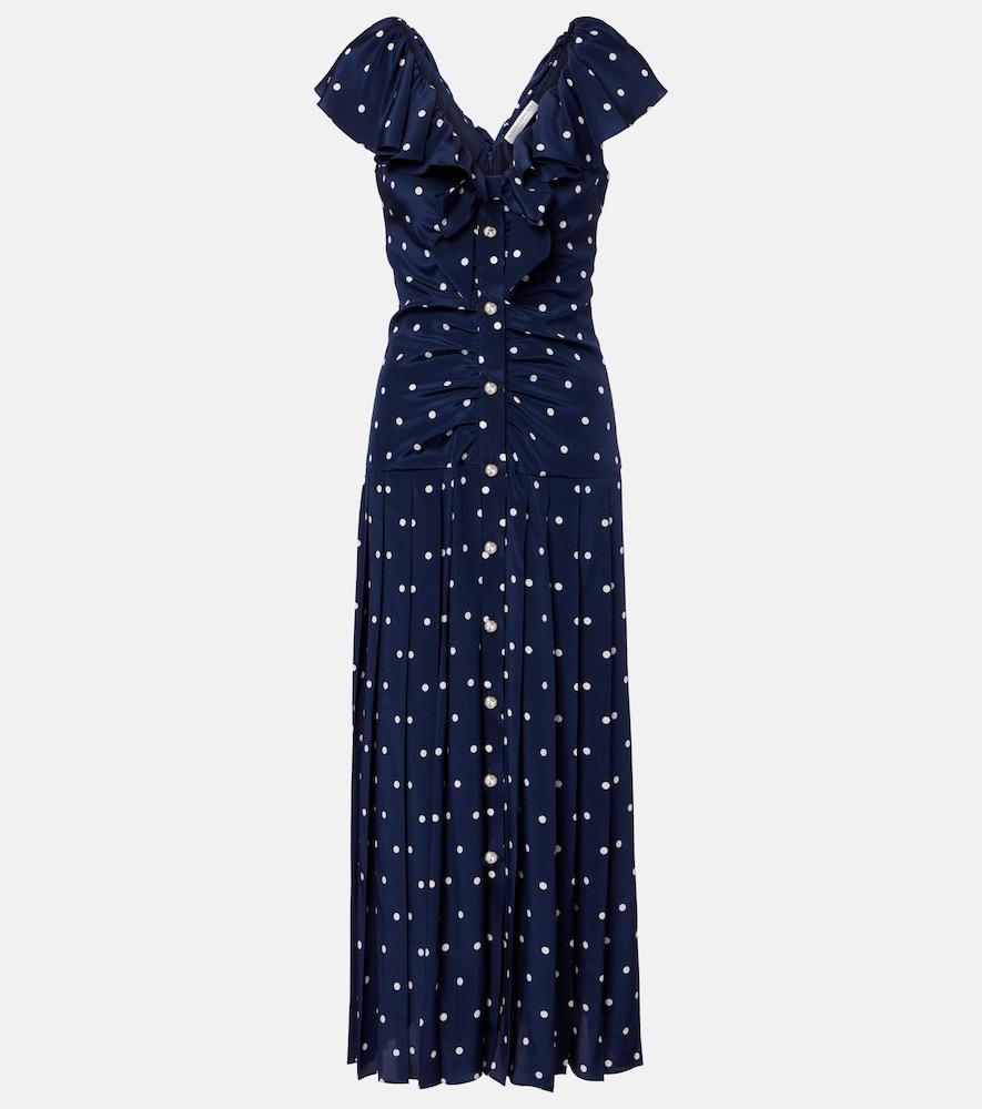 alessandra rich polka-dot ruffled silk midi dress