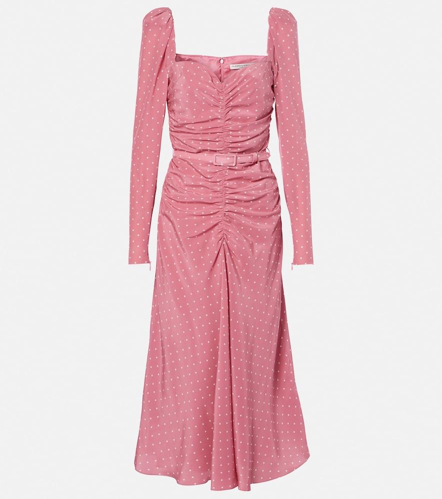 alessandra rich polka-dot silk maxi dress