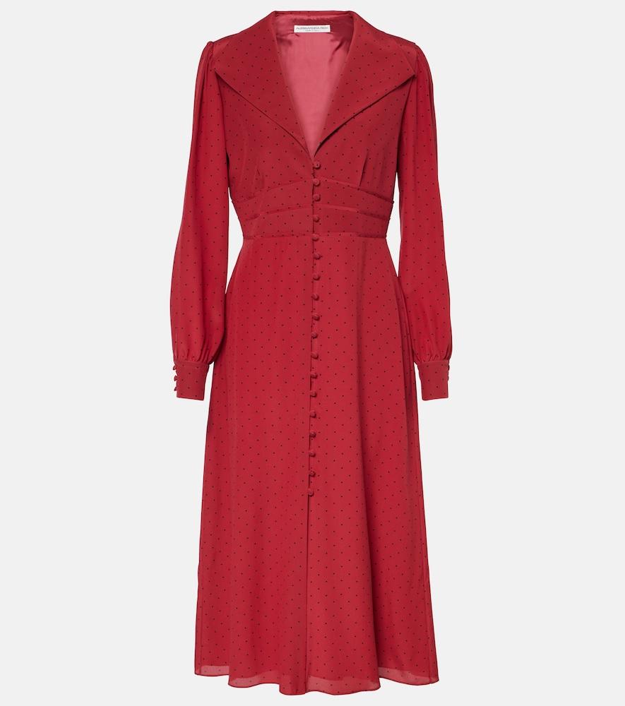 alessandra rich polka-dot silk midi dress