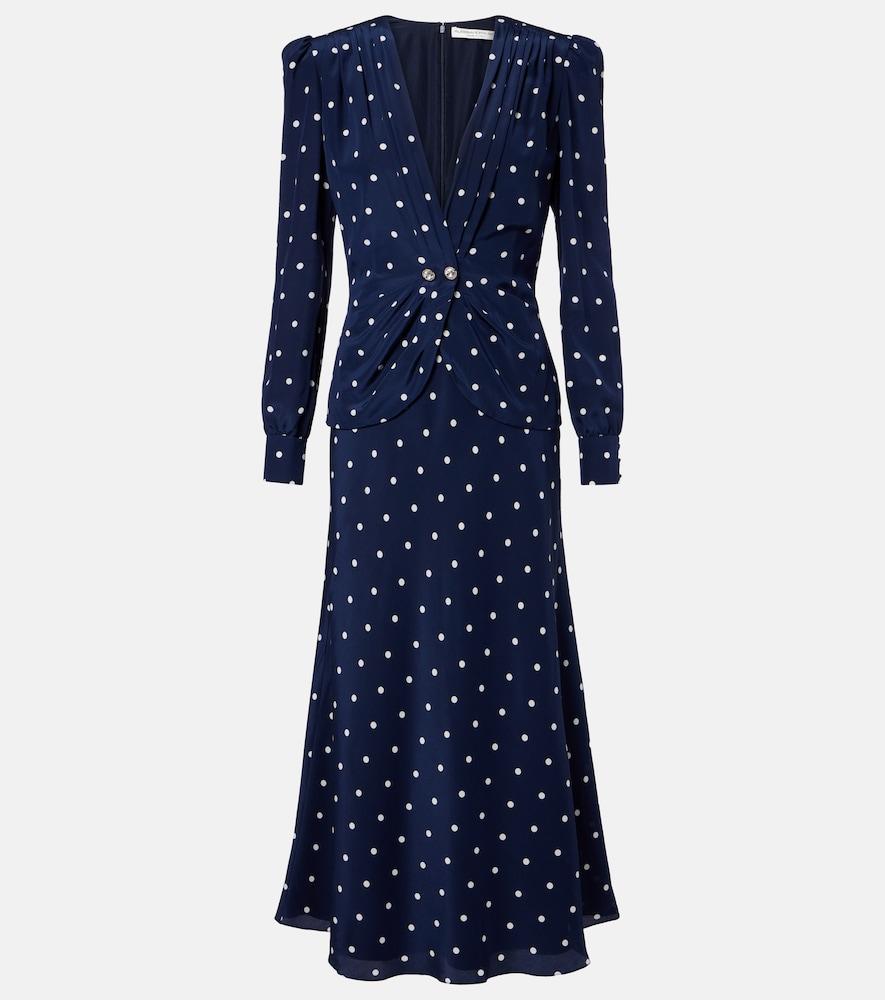 alessandra rich polka-dot silk midi dress
