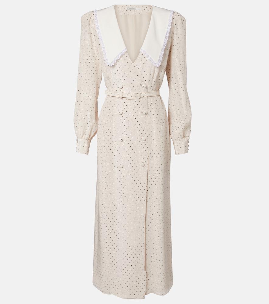 alessandra rich polka-dot silk midi dress