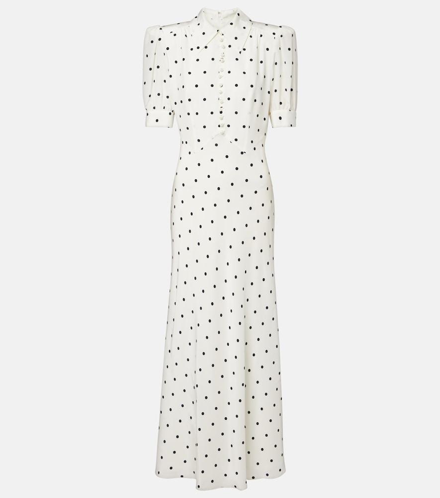 alessandra rich polka-dot silk midi dress