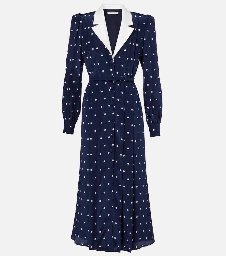 alessandra rich polka-dot silk satin shirt dress