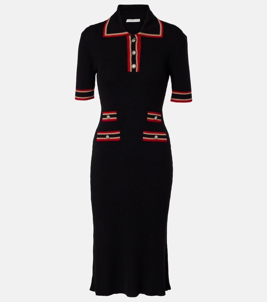 alessandra rich ribbed-knit virgin wool polo dress