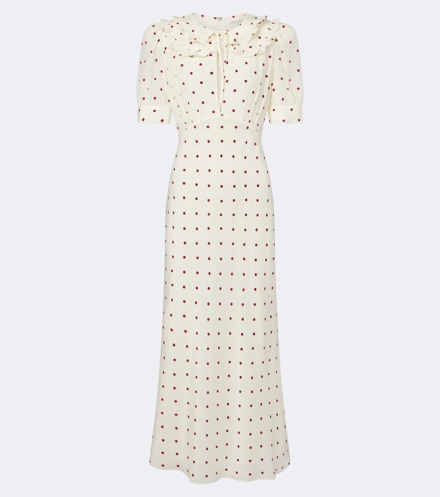 alessandra rich ruffled polka-dot silk midi dress