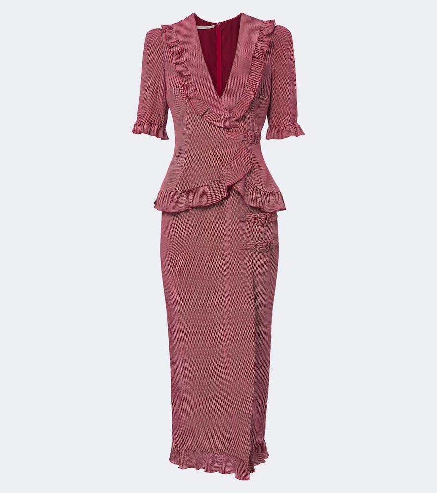 alessandra rich ruffled polka-dot silk midi dress