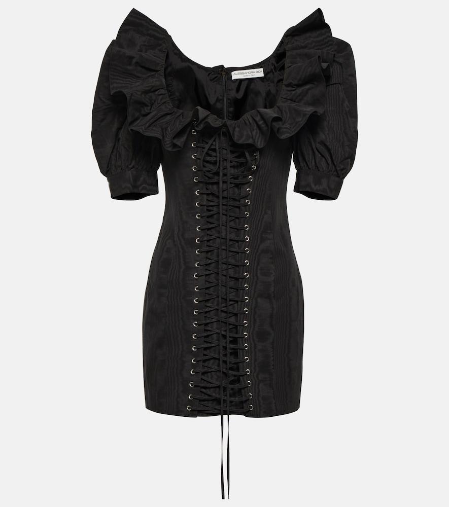 alessandra rich ruffled puff-sleeve minidress