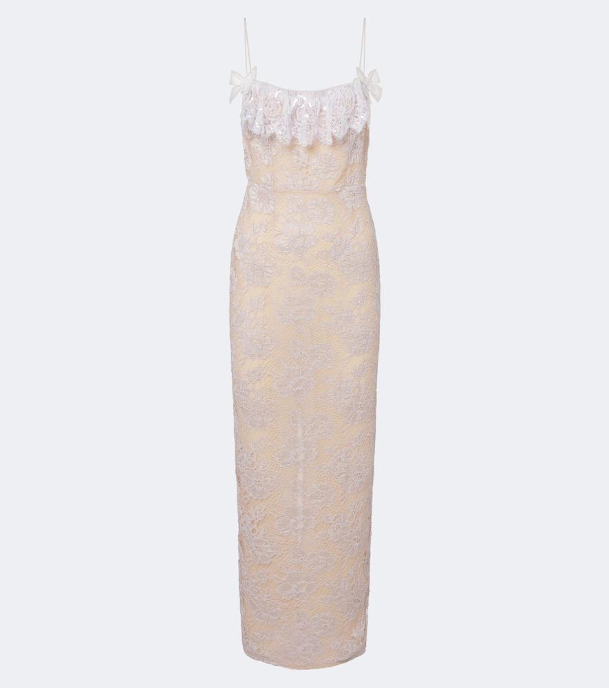 alessandra rich ruffled sequined lace slip dress