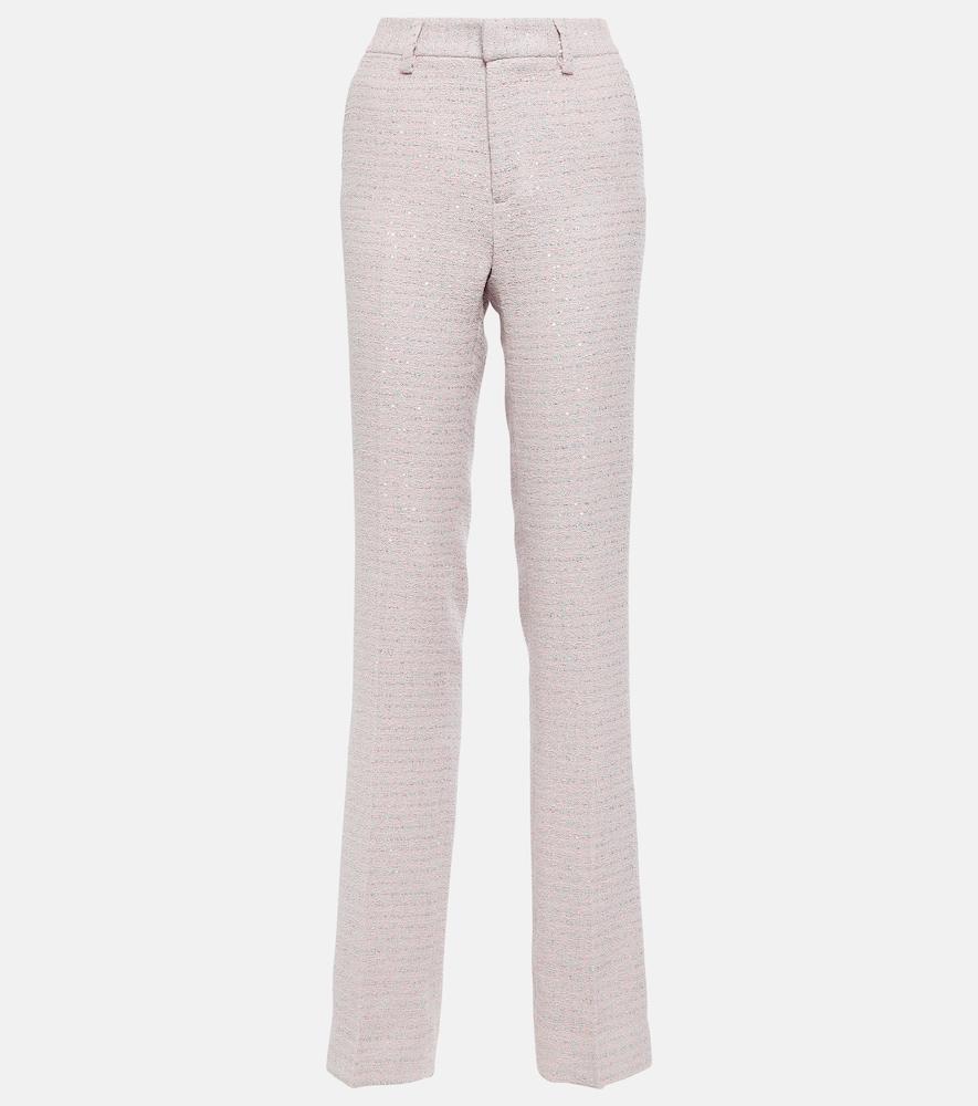 alessandra rich sequined mid-rise straight pants