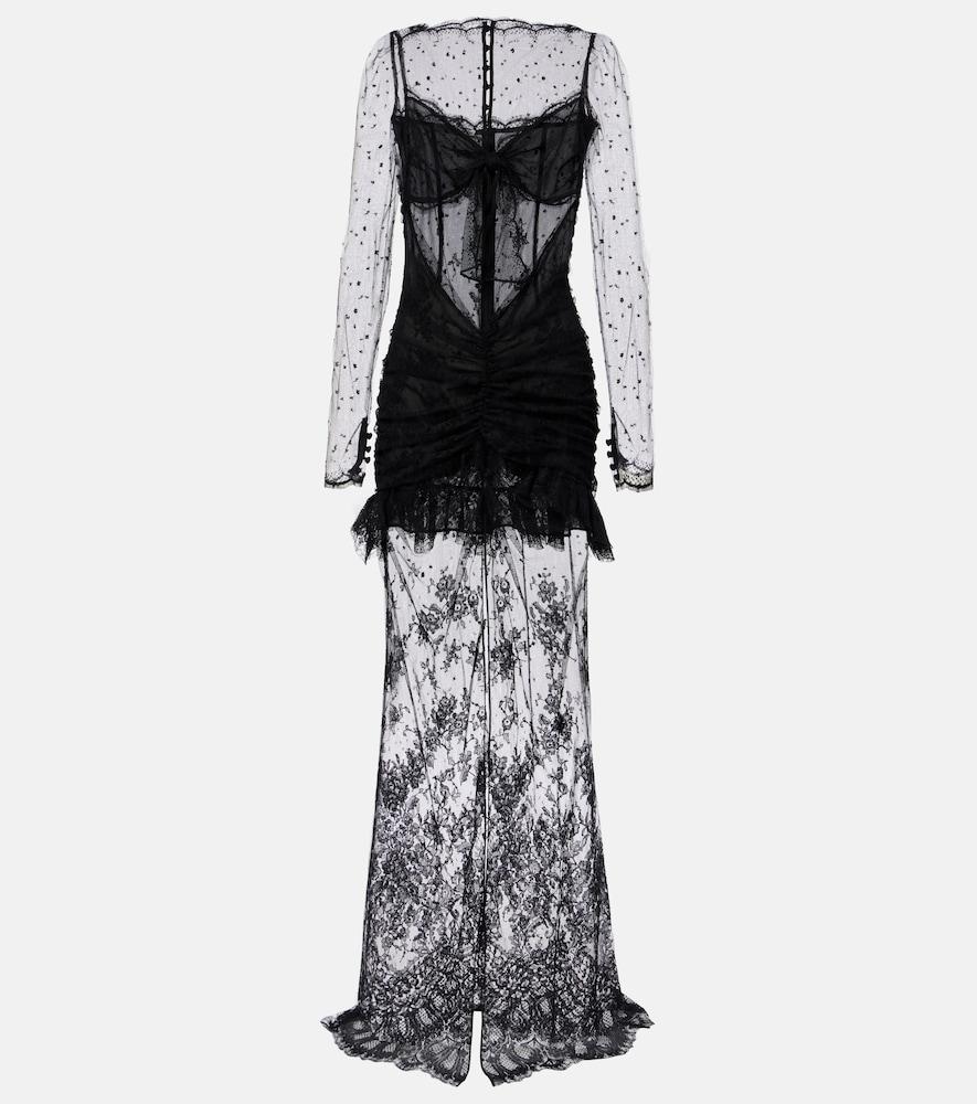 alessandra rich sheer cotton-blend lace gown