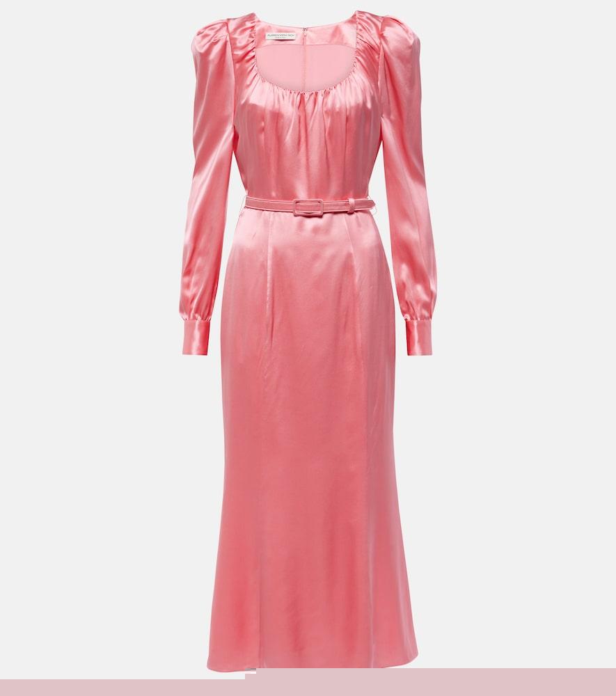 alessandra rich silk satin midi dress