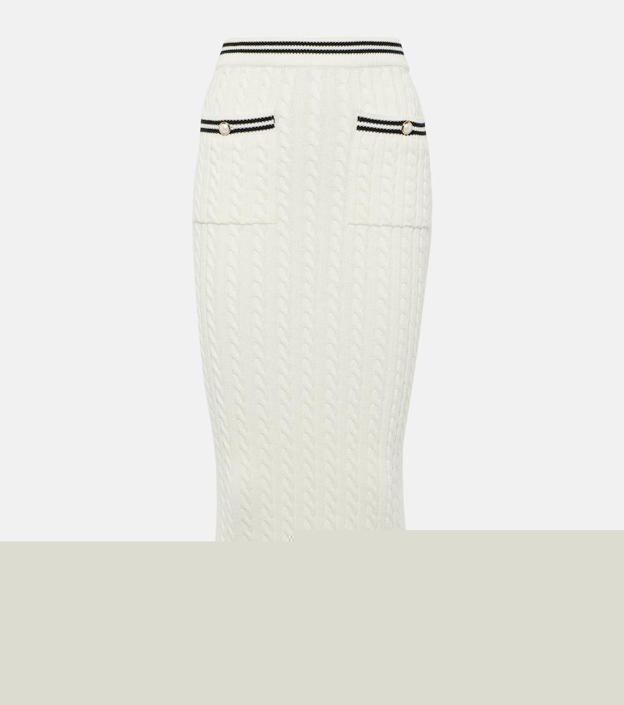 alessandra rich striped cable-knit cotton midi skirt