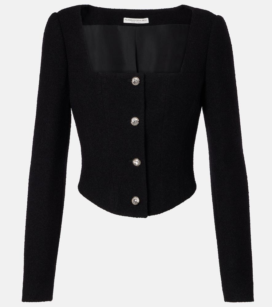 alessandra rich wool-blend twill bouclé jacket