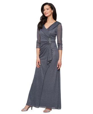 alex evenings womens glitter mesh long v neck gown