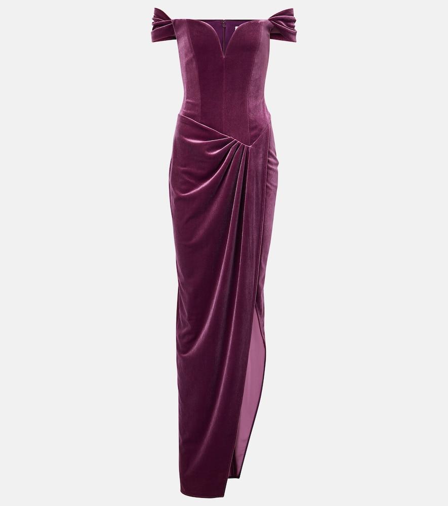 alex perry asymmetric velvet bustier gown