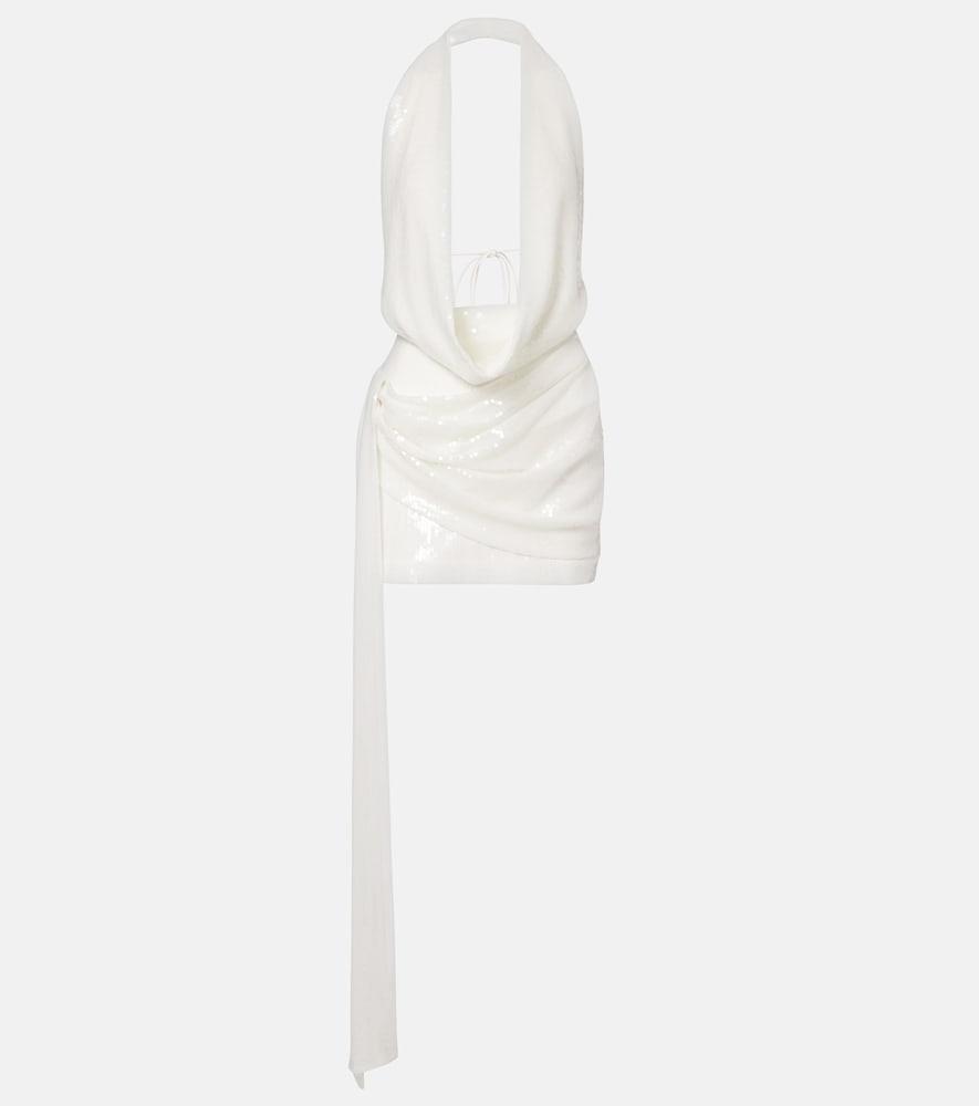 alex perry bridal sequined open-back minidress