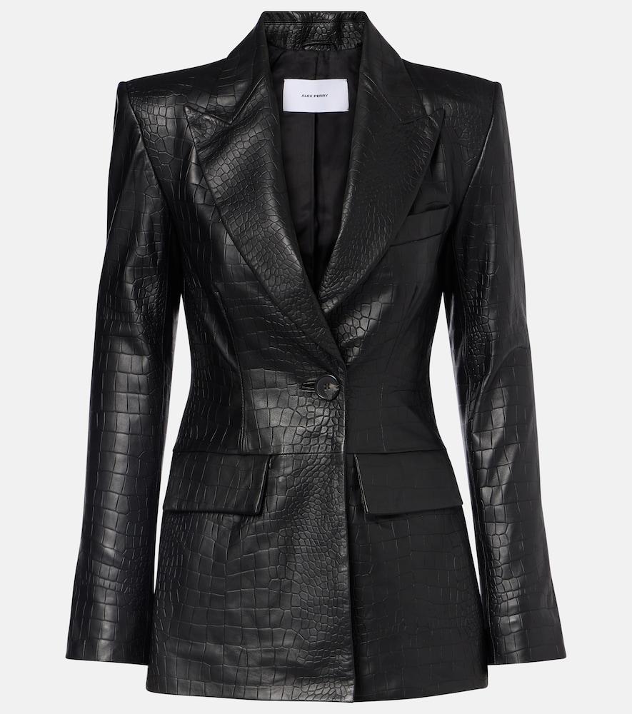 alex perry croc-effect leather blazer