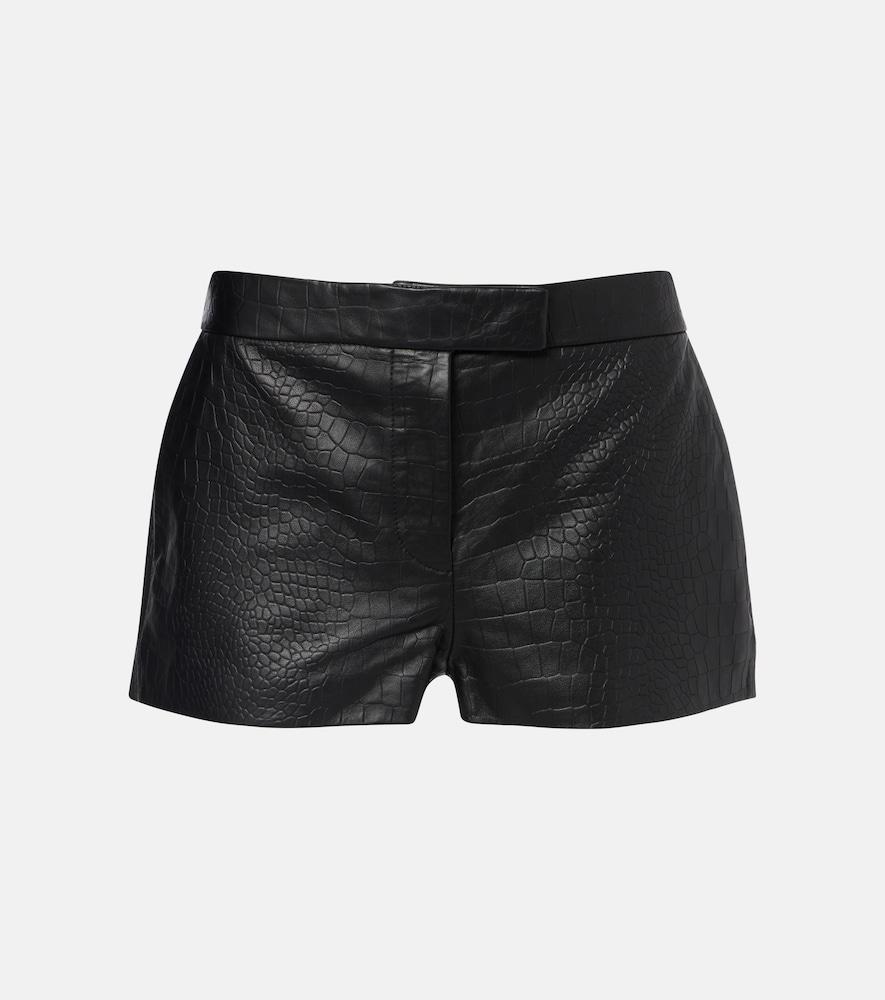 alex perry croc-effect leather shorts