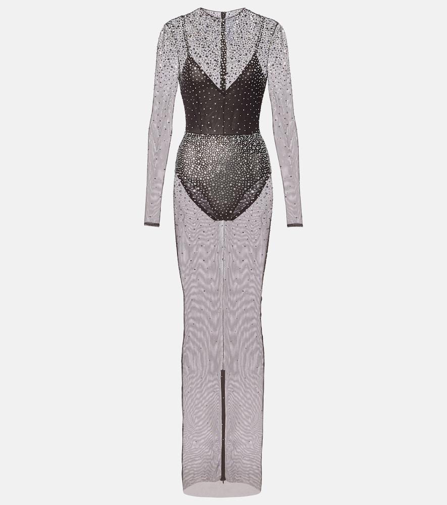 alex perry crystal-embellished mesh maxi dress