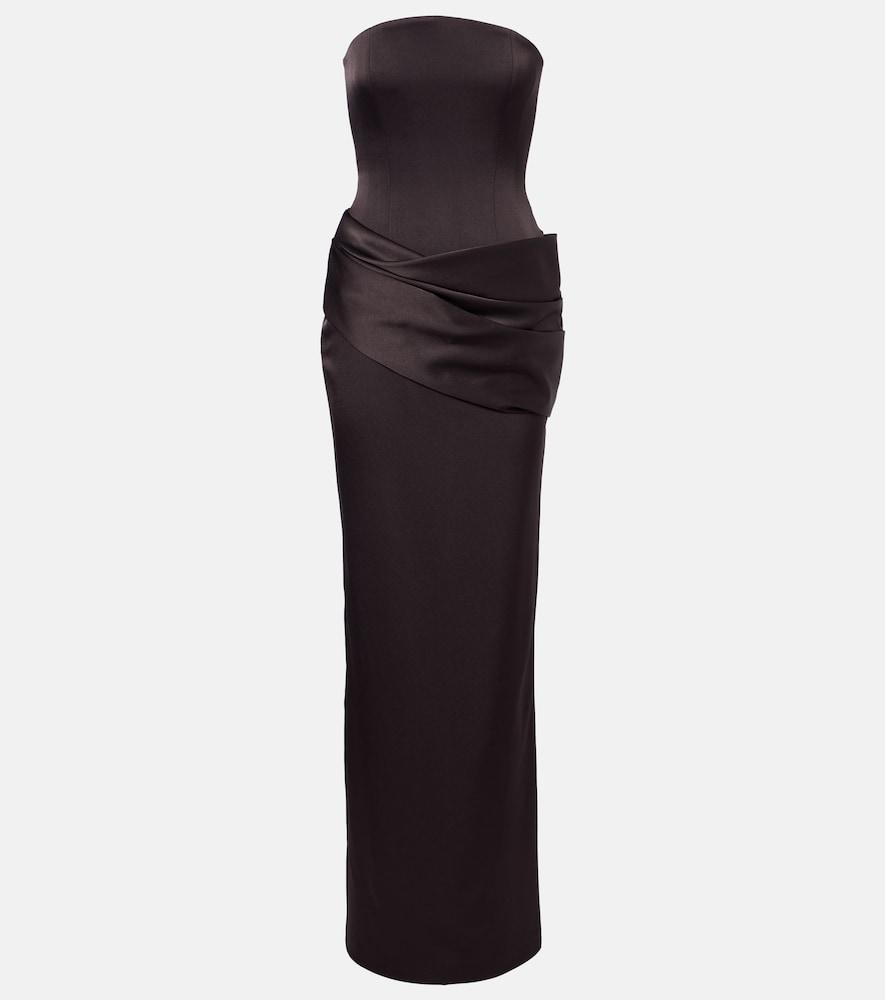 alex perry draped satin crêpe bustier gown