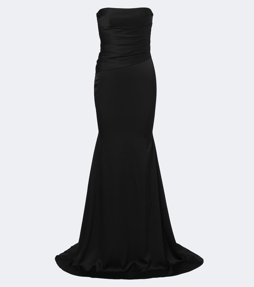 alex perry draped strapless crêpe satin gown