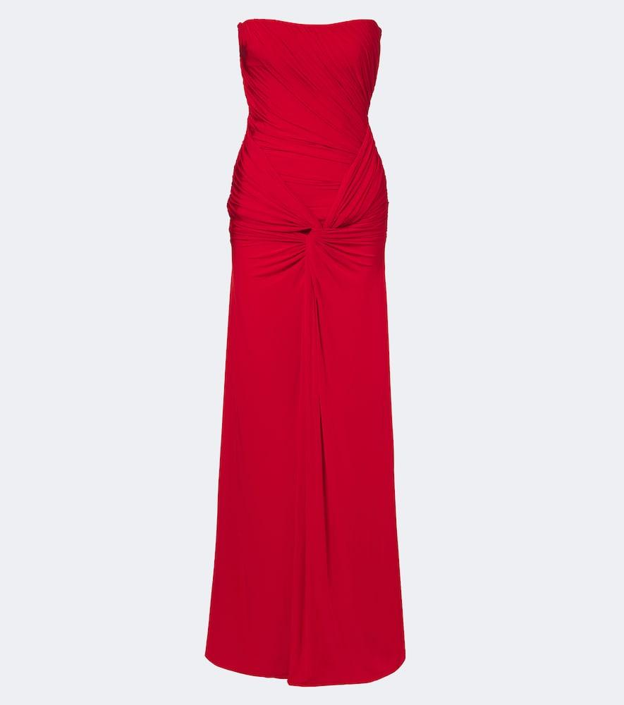 alex perry gathered ruched jersey gown