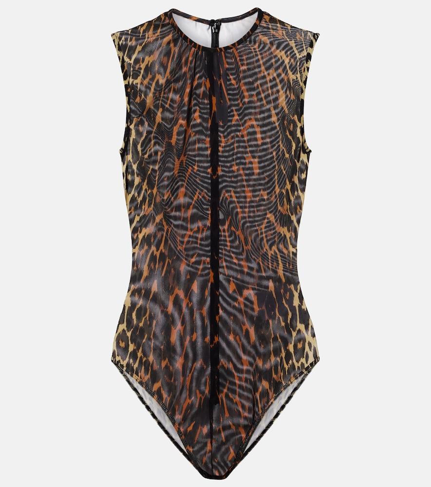 alex perry leopard-print mesh bodysuit