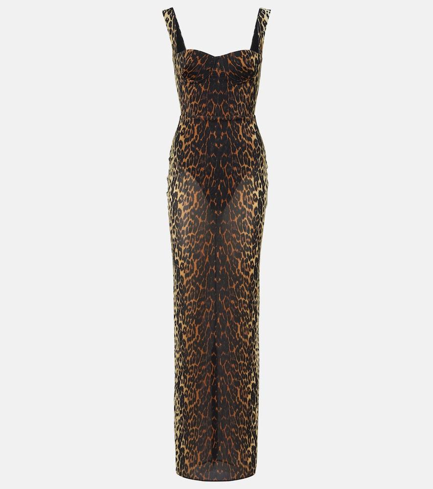 alex perry leopard-print mesh gown