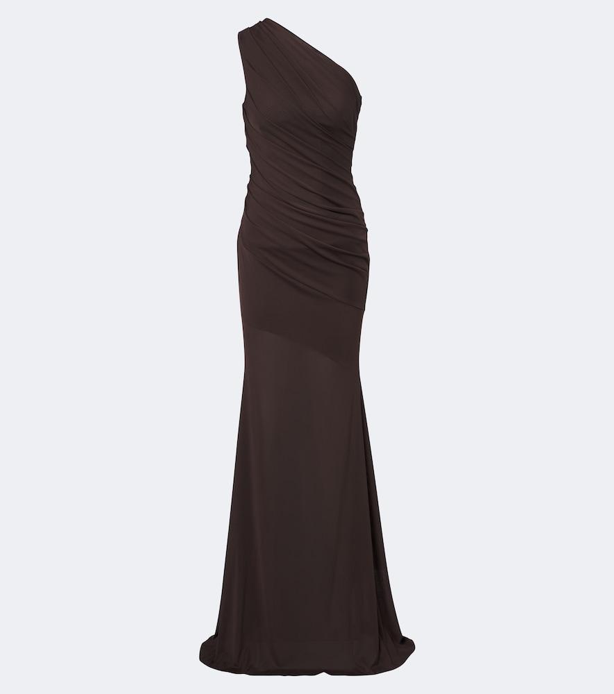 alex perry one-shoulder mesh gown