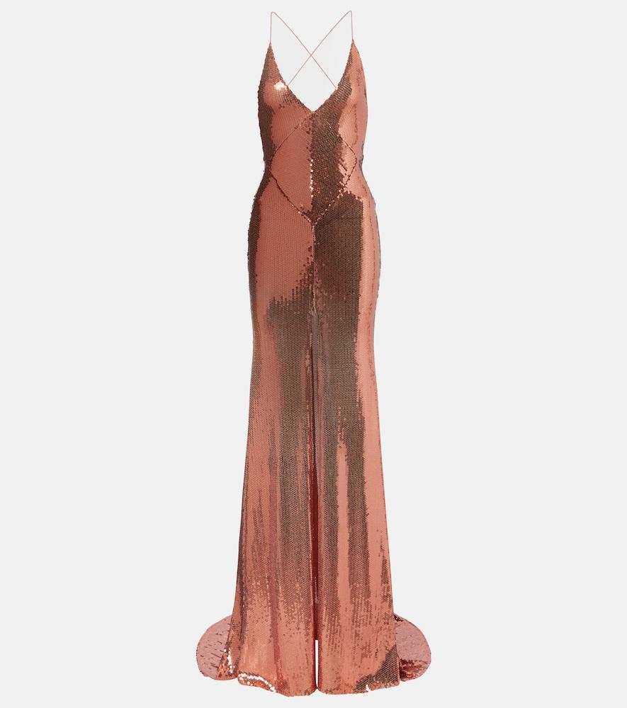 alex perry open-back sequined gown