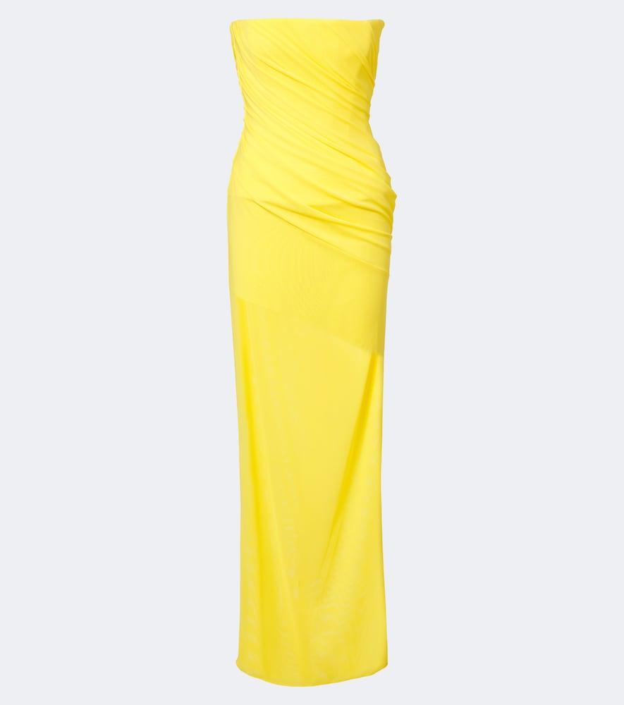 alex perry ruched mesh bustier gown