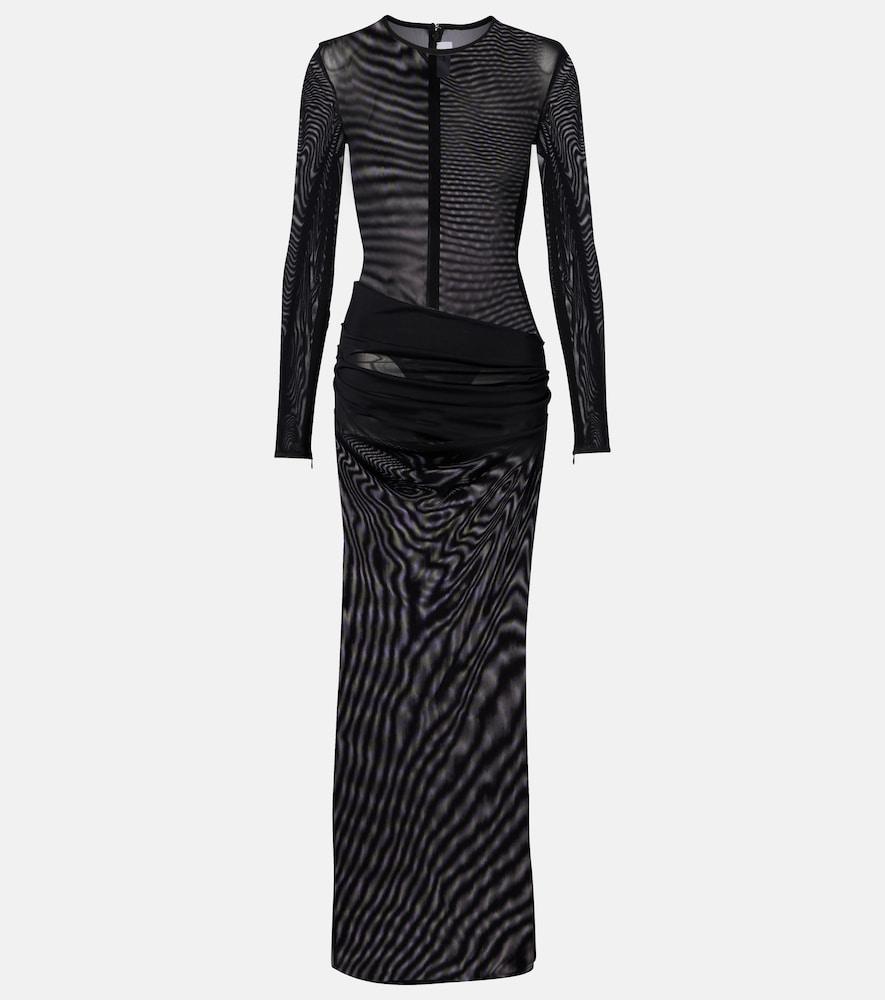 alex perry ruched sheer mesh gown