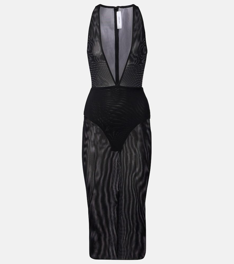 alex perry sheer midi dress