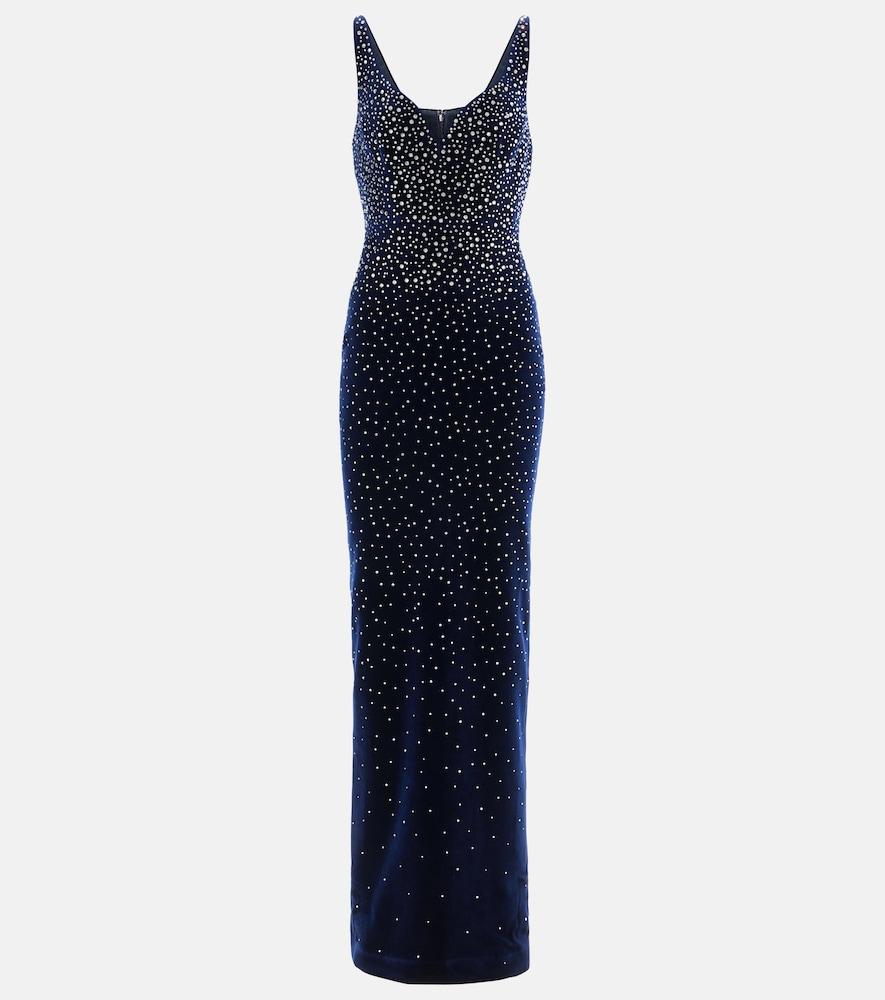 alex perry singlet crystal-embellished velvet gown