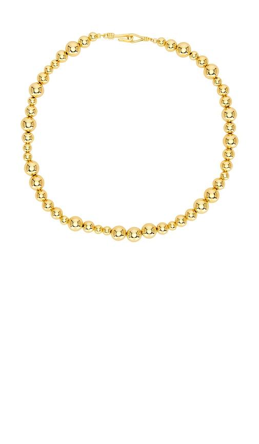 alexa leigh mixed big ball necklace in metallic gold.