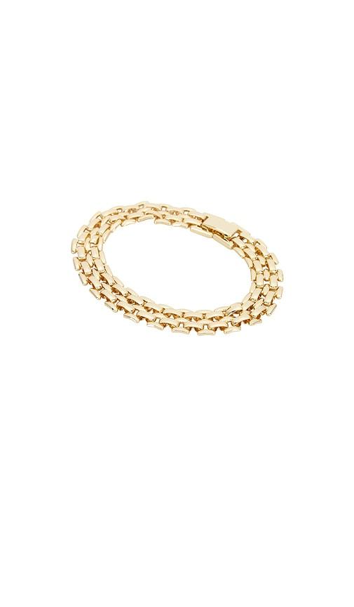 alexa leigh watch link bracelet in metallic gold.